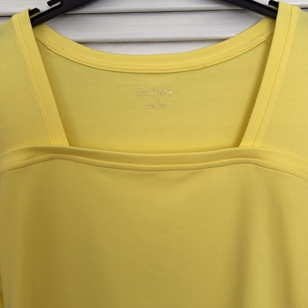 Lilly Pulitzer Yellow Ruffle Sleeve Women's Top - Picture 5 of 6